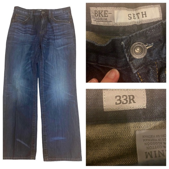 BKE Jeans Men’s 33R Seth Straight Leg Blue Medium‎ Wash Denim Style ABM1764 - Picture 1 of 16